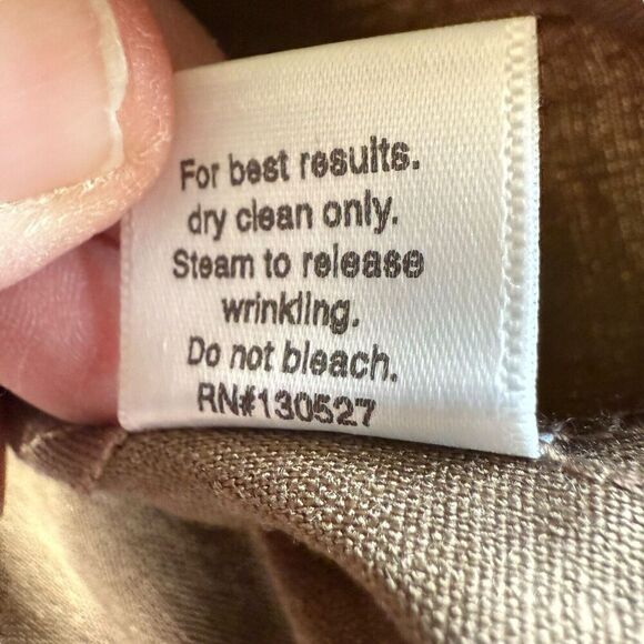 Shore Brand Dress Linen Blend Tie-neck Large Beige USA Fit Flare Coastal Beach - Picture 5 of 8